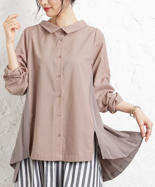 n'OrLABEL(ノアールレーベル)の「バックプリーツシャツ(シャツ/ブラウス・レディース・ブラック/オフホワイト/スモークピンク/ピンクベージュ・1/2)」の4枚目の写真
