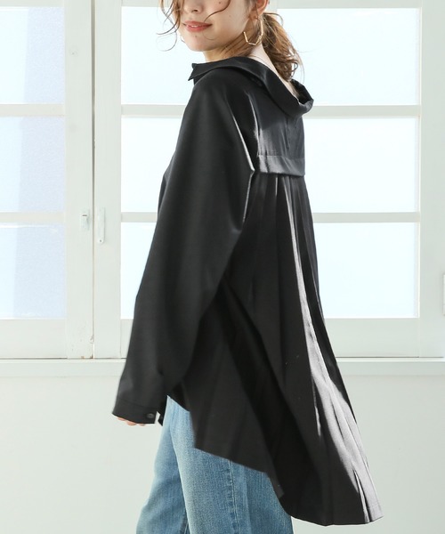 n'OrLABEL(ノアールレーベル)の「バックプリーツシャツ(シャツ/ブラウス・レディース・ブラック/オフホワイト/スモークピンク/ピンクベージュ・1/2)」の8枚目の写真