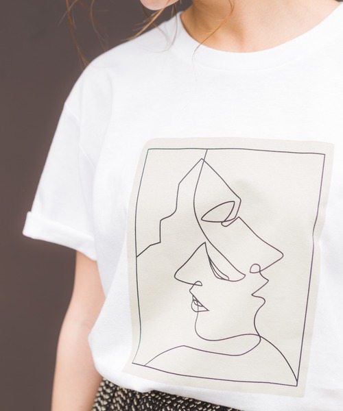 SpRay(スプレイ)の「FACEプリント Tシャツ(Tシャツ/カットソー・レディース・アイボリー/ホワイト/ブラック・LARGE)」の10枚目の写真