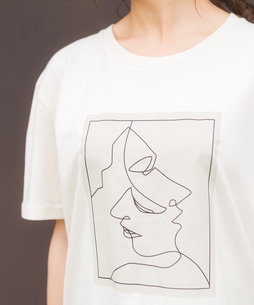 SpRay(スプレイ)の「FACEプリント Tシャツ(Tシャツ/カットソー・レディース・アイボリー/ホワイト/ブラック・LARGE)」の13枚目の写真