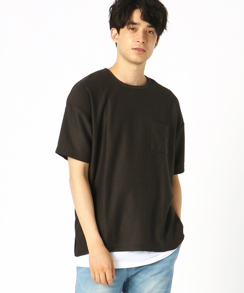 COMME CA ISM(コムサイズム)の「【セットアイテム】Tシャツ × タンクトップ(Tシャツ/カットソー・メンズ・ネイビー/ブラウン/カーキ・MEDIUM/LARGE/X-LARGE)」の1枚目の写真