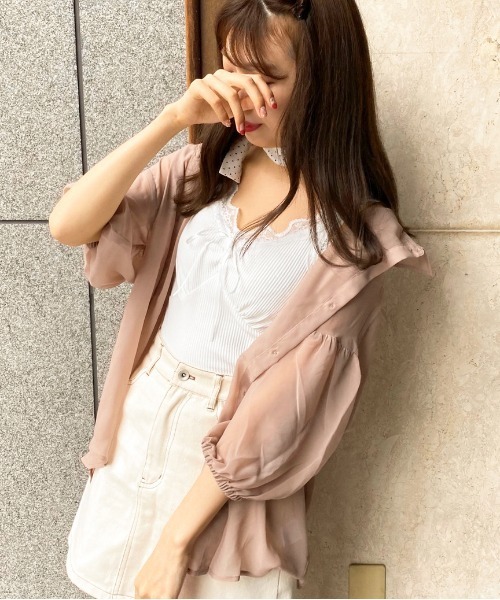 apres jour（アプレジュール）の「シアーシャツ×インナーセット【ZOZOTOWN限定アイテム】（シャツ/ブラウス・レディース・オフホワイト/ミント/モカ/ラベンダー・フリー）」の10枚目の写真