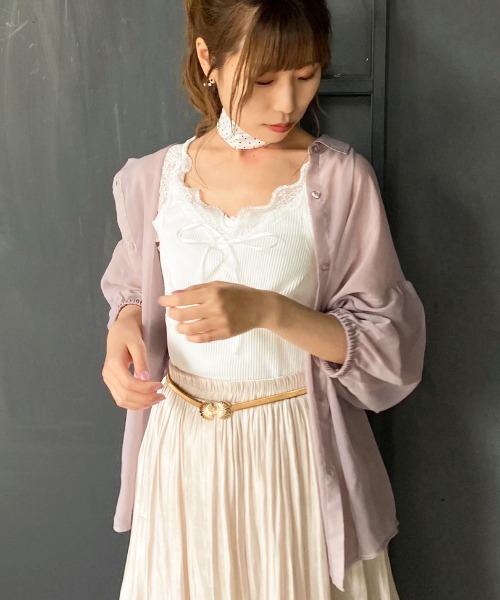 apres jour（アプレジュール）の「シアーシャツ×インナーセット【ZOZOTOWN限定アイテム】（シャツ/ブラウス・レディース・オフホワイト/ミント/モカ/ラベンダー・フリー）」の21枚目の写真