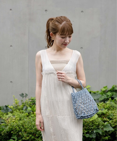 flower（フラワー）の「フラワーメッシュバッグ（トートバッグ・レディース・ホワイト/ブルー・FREE）」の9枚目の写真