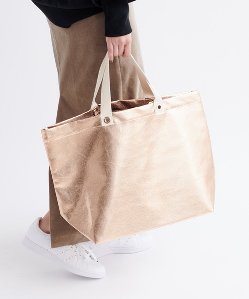 DouDou（ドゥドゥ）の「メタルトートBAG（トートバッグ・レディース・シルバー/ブロンズ/オフホワイト/ピンク・FREE）」の3枚目の写真