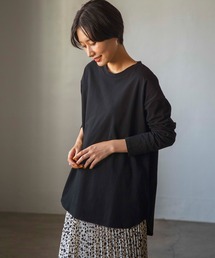 裾ラウンド長袖Tシャツ