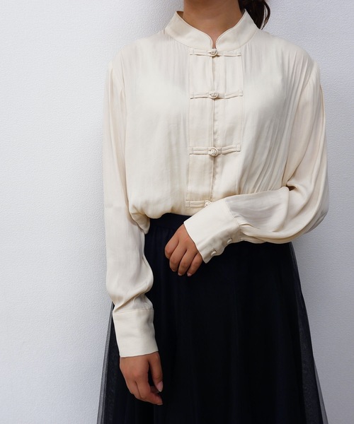 sakishimatokyo（サキシマトーキョー）の「【ZOZO限定】サキシマamp「チャイナデザインブラウス」（シャツ/ブラウス・レディース・ホワイト/ブラック/ダークグリーン/ベージュ・FREE）」の2枚目の写真