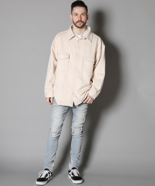 JACKROSE(ジャックローズ)の「JE-フェイクスウェード・CPO-シャツジャケット(ブルゾン・メンズ・ブラック/サックスブルー/ピンク/アイボリー・M/L)」の8枚目の写真