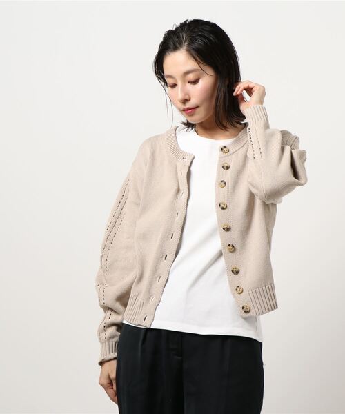 KOBE LETTUCE（コウベレタス）の「コクーンスリーブニットカーディガン（カーディガン/ボレロ・レディース・オフホワイト/ラベンダー/ベージュ/ブラック・FREE）」の3枚目の写真