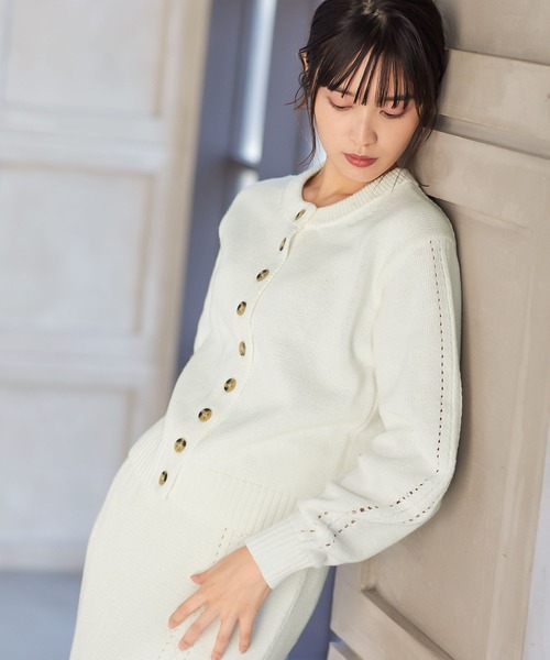 KOBE LETTUCE（コウベレタス）の「コクーンスリーブニットカーディガン（カーディガン/ボレロ・レディース・オフホワイト/ラベンダー/ベージュ/ブラック・FREE）」の7枚目の写真