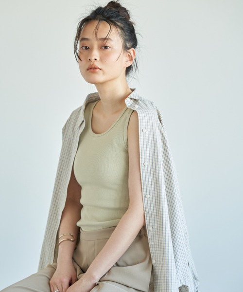 AMERICAN HOLIC（アメリカンホリック）の「テレコタンクトップ1　＊（タンクトップ・レディース・ブルー/ブラック/その他7/ミント/オフホワイト・M/L）」の3枚目の写真