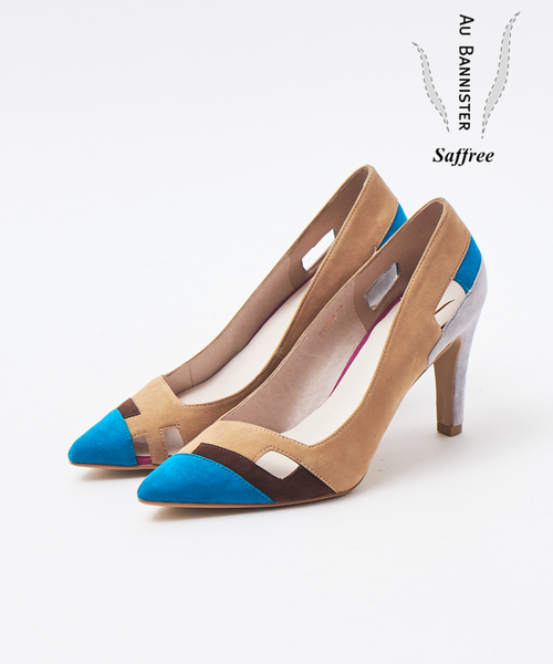 オゥバニスター　Saffree パッチワーク ハイヒールパンプス オゥバニスター Saffree パッチワーク ハイヒールパンプス