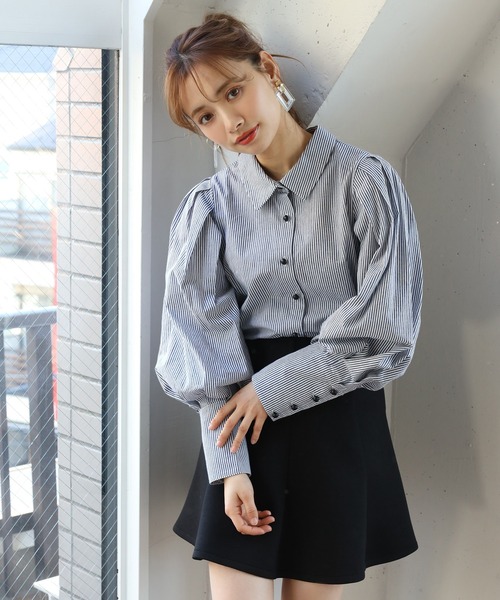 one after another NICE CLAUP(ワンアフターアナザーナイスクラップ)の「パールボタンブラウス(シャツ/ブラウス・レディース・ベージュ/オフホワイト/アイボリー/ストライプ・FREE)」の12枚目の写真