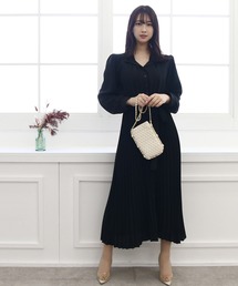 ウエストリボンプリーツシャツワンピース