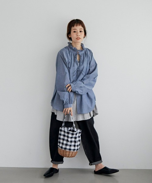 【関税送料込】LOEWEギンガムチェックかごバック ライトブルー 関税送料込】LOEWEギンガムチェックかごバック ライトブルー