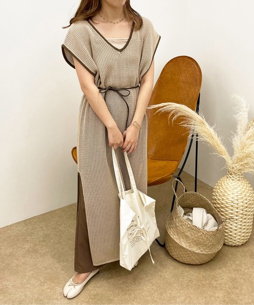 apres jour clair(アプレジュールクレア)の「【apres jour clair】透かし編みワンピース【ZOZOTOWN限定アイテム】(ワンピース・レディース・ベージュ/アイボリー/その他・X-LARGE/フリー)」の3枚目の写真