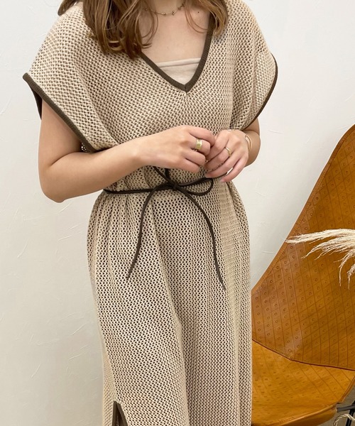 apres jour clair(アプレジュールクレア)の「【apres jour clair】透かし編みワンピース【ZOZOTOWN限定アイテム】(ワンピース・レディース・ベージュ/アイボリー/その他・X-LARGE/フリー)」の4枚目の写真