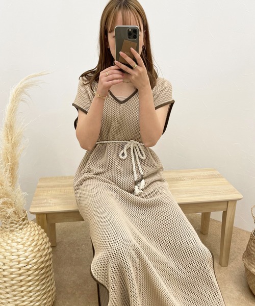 apres jour clair(アプレジュールクレア)の「【apres jour clair】透かし編みワンピース【ZOZOTOWN限定アイテム】(ワンピース・レディース・ベージュ/アイボリー/その他・X-LARGE/フリー)」の8枚目の写真