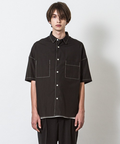 SLICK(スリック)の「リヨセルコットンドロップショルダーステッチワークシャツ(シャツ/ブラウス・メンズ・ブラック/ベージュ/アイボリー・1/2/3)」の3枚目の写真