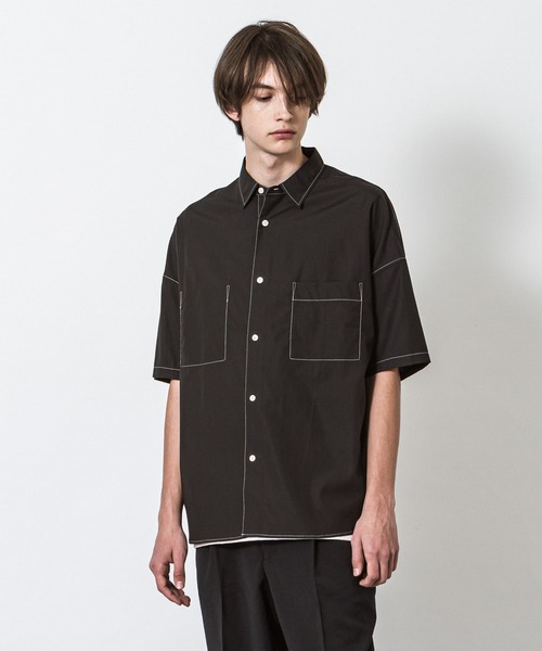 SLICK(スリック)の「リヨセルコットンドロップショルダーステッチワークシャツ(シャツ/ブラウス・メンズ・ブラック/ベージュ/アイボリー・1/2/3)」の12枚目の写真