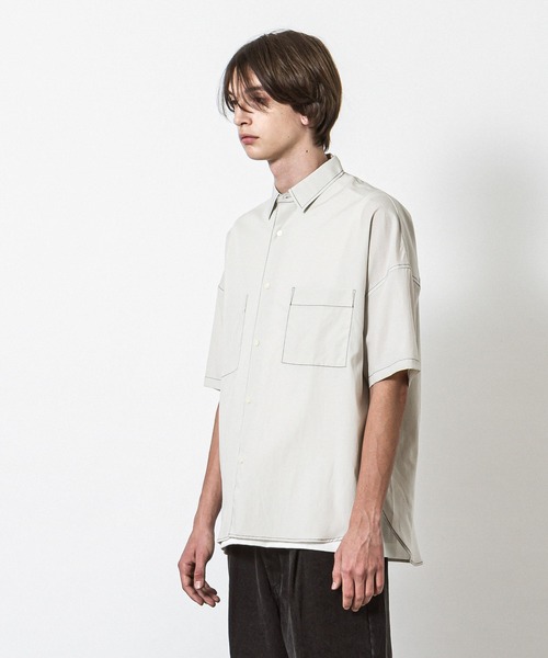 SLICK(スリック)の「リヨセルコットンドロップショルダーステッチワークシャツ(シャツ/ブラウス・メンズ・ブラック/ベージュ/アイボリー・1/2/3)」の5枚目の写真