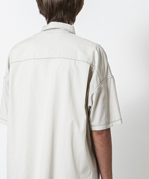 SLICK(スリック)の「リヨセルコットンドロップショルダーステッチワークシャツ(シャツ/ブラウス・メンズ・ブラック/ベージュ/アイボリー・1/2/3)」の8枚目の写真