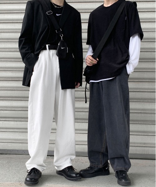 Mimma/Mimaa（ミマ）の「【Mimma/Mimaa】ワイドルーズデニムパンツ（デニムパンツ・メンズ・ホワイト/グレー・FREE）」の2枚目の写真