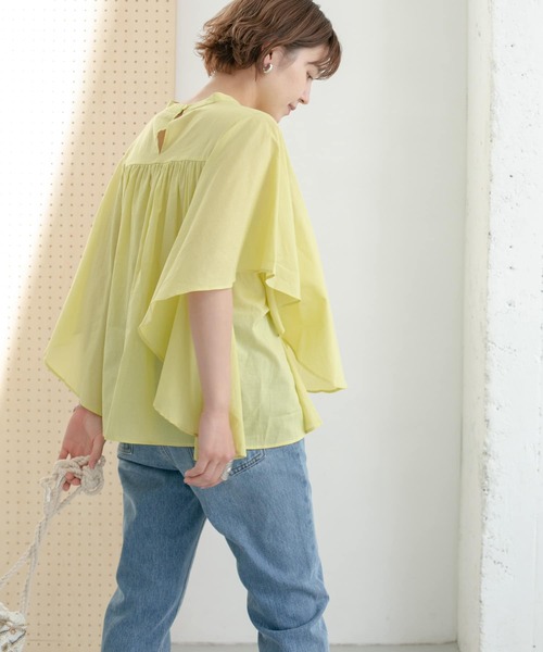 KBF（ケイビーエフ）の「ピンタックバタフライスリーブブラウス（シャツ/ブラウス・レディース・アイボリー/イエロー系その他/ブラック・ONE）」の12枚目の写真