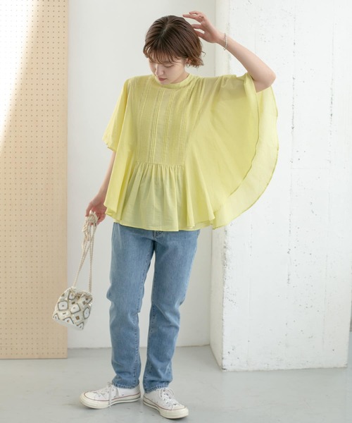 KBF（ケイビーエフ）の「ピンタックバタフライスリーブブラウス（シャツ/ブラウス・レディース・アイボリー/イエロー系その他/ブラック・ONE）」の17枚目の写真