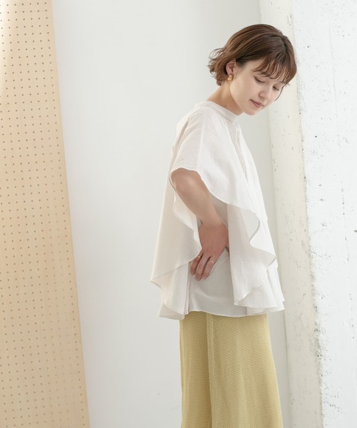 KBF（ケイビーエフ）の「ピンタックバタフライスリーブブラウス（シャツ/ブラウス・レディース・アイボリー/イエロー系その他/ブラック・ONE）」の21枚目の写真