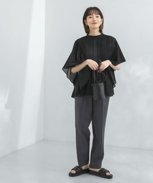 KBF（ケイビーエフ）の「ピンタックバタフライスリーブブラウス（シャツ/ブラウス・レディース・アイボリー/イエロー系その他/ブラック・ONE）」の16枚目の写真