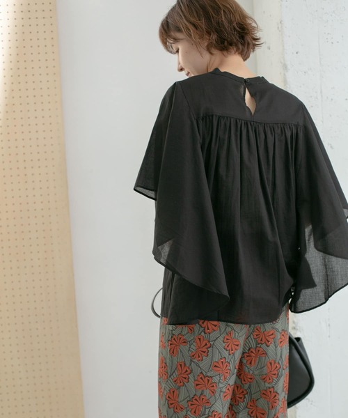 KBF（ケイビーエフ）の「ピンタックバタフライスリーブブラウス（シャツ/ブラウス・レディース・アイボリー/イエロー系その他/ブラック・ONE）」の8枚目の写真