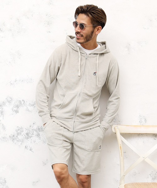 Mark Gonzales(マーク・ゴンザレス)の「Mark Gonzales マーク・ゴンザレス / ブランド別注 接触冷感 パイルパーカー + ハーフパンツ セットアップ(ルームウェア/パジャマ・メンズ・ホワイト/ブラック/ホワイト系その他/ブラック系その他/ベージュ系その他/グレイッシュベージュ/ブラック系その他2/ベージュ系その他2/ホワイト系その他2・MEDIUM/LARGE)」の7枚目の写真