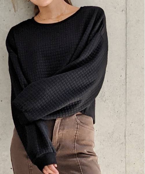 Per sist ence(パーシエンス)の「Per sist ence/パーシエンス キルティング天竺 ショート丈プルオーバー(スウェット・レディース・ホワイト/ブラック/グレー・FREE)」の11枚目の写真