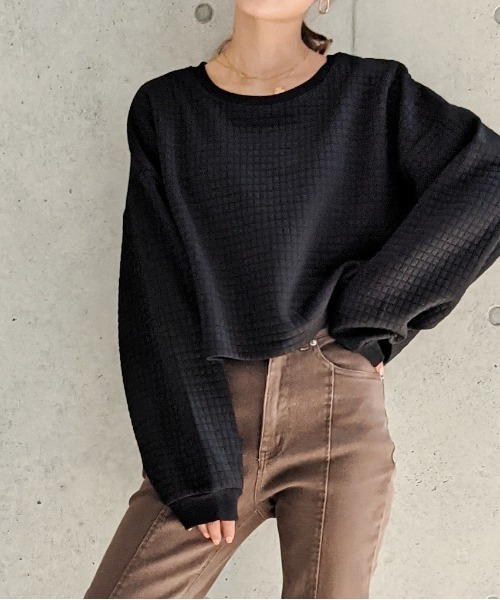 Per sist ence(パーシエンス)の「Per sist ence/パーシエンス キルティング天竺 ショート丈プルオーバー(スウェット・レディース・ホワイト/ブラック/グレー・FREE)」の12枚目の写真