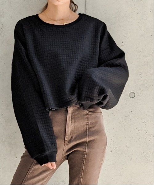 Per sist ence(パーシエンス)の「Per sist ence/パーシエンス キルティング天竺 ショート丈プルオーバー(スウェット・レディース・ホワイト/ブラック/グレー・FREE)」の13枚目の写真