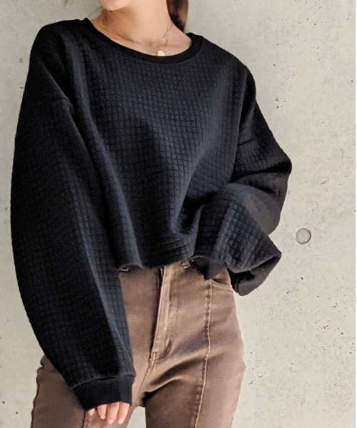 Per sist ence(パーシエンス)の「Per sist ence/パーシエンス キルティング天竺 ショート丈プルオーバー(スウェット・レディース・ホワイト/ブラック/グレー・FREE)」の14枚目の写真