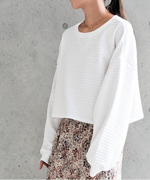 Per sist ence(パーシエンス)の「Per sist ence/パーシエンス キルティング天竺 ショート丈プルオーバー(スウェット・レディース・ホワイト/ブラック/グレー・FREE)」の9枚目の写真