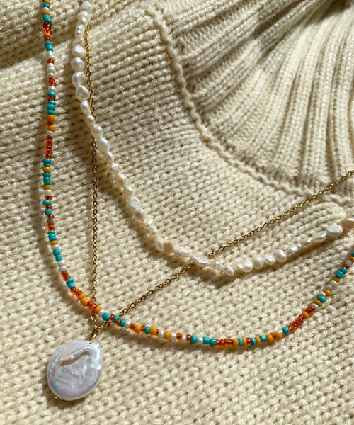 Birthday room（バースデイルーム）の「パール＆ビーズネックレス3点セット（ネックレス・レディース・グリーン/クリア/カラフル・FREE）」の3枚目の写真