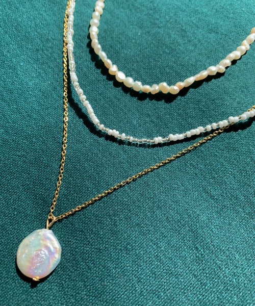 Birthday room（バースデイルーム）の「パール＆ビーズネックレス3点セット（ネックレス・レディース・グリーン/クリア/カラフル・FREE）」の2枚目の写真