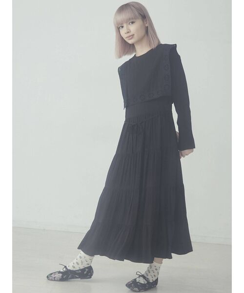 merry jenny（メリージェニー）の「レースセーラーティアードワンピース（ワンピース・レディース・ブラック/ピンク/アイボリー・FREE）」の3枚目の写真