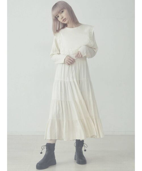 merry jenny（メリージェニー）の「レースセーラーティアードワンピース（ワンピース・レディース・ブラック/ピンク/アイボリー・FREE）」の4枚目の写真