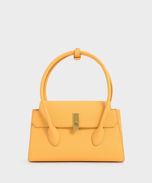 CHARLES & KEITH(チャールズ & キース)の「ダブルハンドルプッシュロック バッグ / Double Handle Push-Lock Bag(ハンドバッグ・レディース・ブラック/クリーム/マスタード・M)」の1枚目の写真