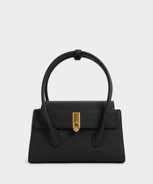 CHARLES & KEITH(チャールズ & キース)の「ダブルハンドルプッシュロック バッグ / Double Handle Push-Lock Bag(ハンドバッグ・レディース・ブラック/クリーム/マスタード・M)」の2枚目の写真