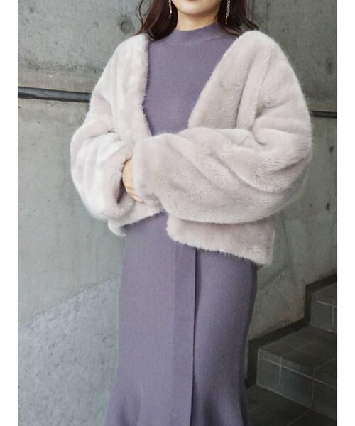 MERCURYDUO（マーキュリーデュオ）の「エコファーコクーンコート（その他アウター・レディース・ライトグレー/ブラウン・FREE）」の19枚目の写真