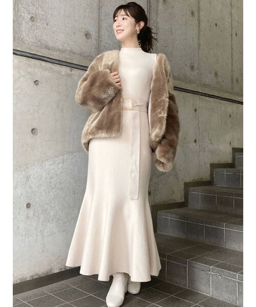 MERCURYDUO（マーキュリーデュオ）の「エコファーコクーンコート（その他アウター・レディース・ライトグレー/ブラウン・FREE）」の5枚目の写真