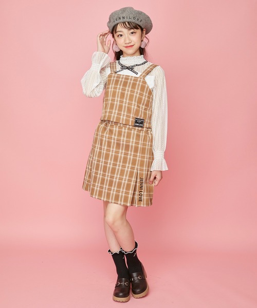 JENNI love（ジェニィラブ）の「アーチロゴベレー（ハンチング/ベレー帽・キッズ・オフホワイト/レッド/グレー・F）」の6枚目の写真