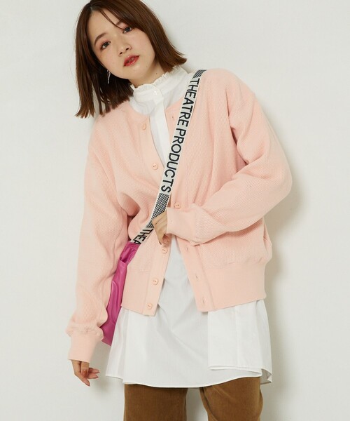 FREAK'S STORE（フリークスストア）の「ヴィンテージハニカム2wayカーディガン（カーディガン/ボレロ・レディース・オフホワイト/ブラック/ピンク/グリーン・ﾌﾘ-）」の4枚目の写真