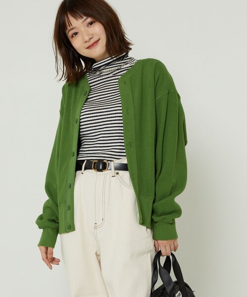 FREAK'S STORE（フリークスストア）の「ヴィンテージハニカム2wayカーディガン（カーディガン/ボレロ・レディース・オフホワイト/ブラック/ピンク/グリーン・ﾌﾘ-）」の3枚目の写真