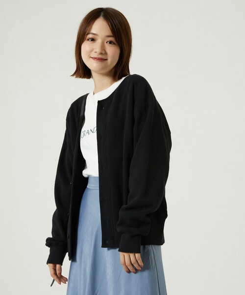 FREAK'S STORE（フリークスストア）の「ヴィンテージハニカム2wayカーディガン（カーディガン/ボレロ・レディース・オフホワイト/ブラック/ピンク/グリーン・ﾌﾘ-）」の2枚目の写真